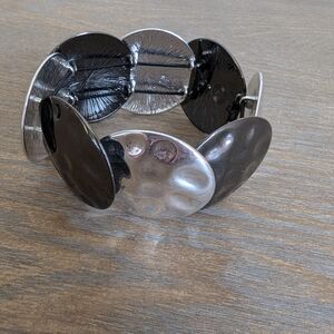 Hammered Mixed Metal Chunky Stretch Bracelet